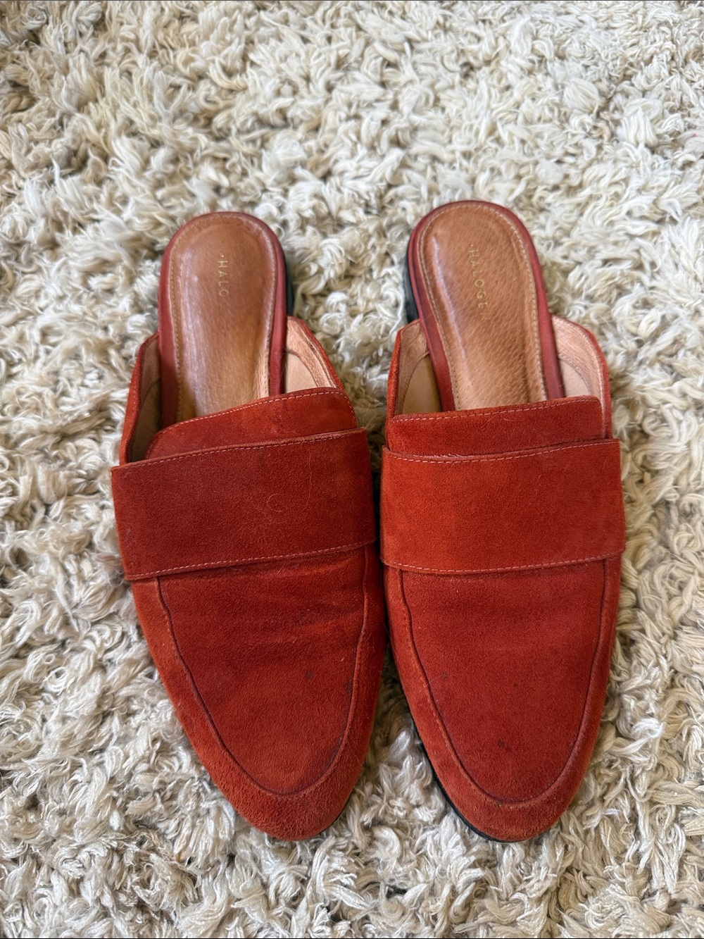 Halogen Women's Rust Red Suede Mule Loafers